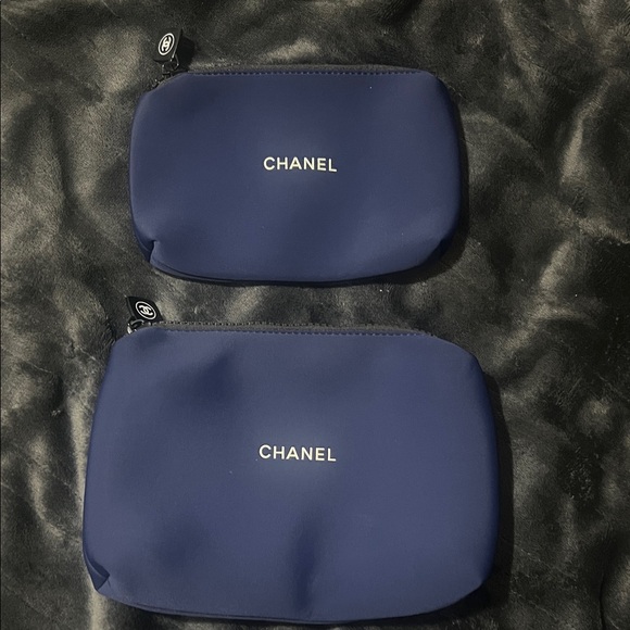 CHANEL Dark Blue Cosmetic Pouch Duo - Picture 1 of 4